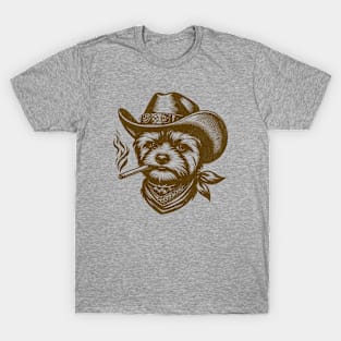 Retro Style Outlaw Dog Cowboy - Western Themed Graphic Textured  Design T-Shirt